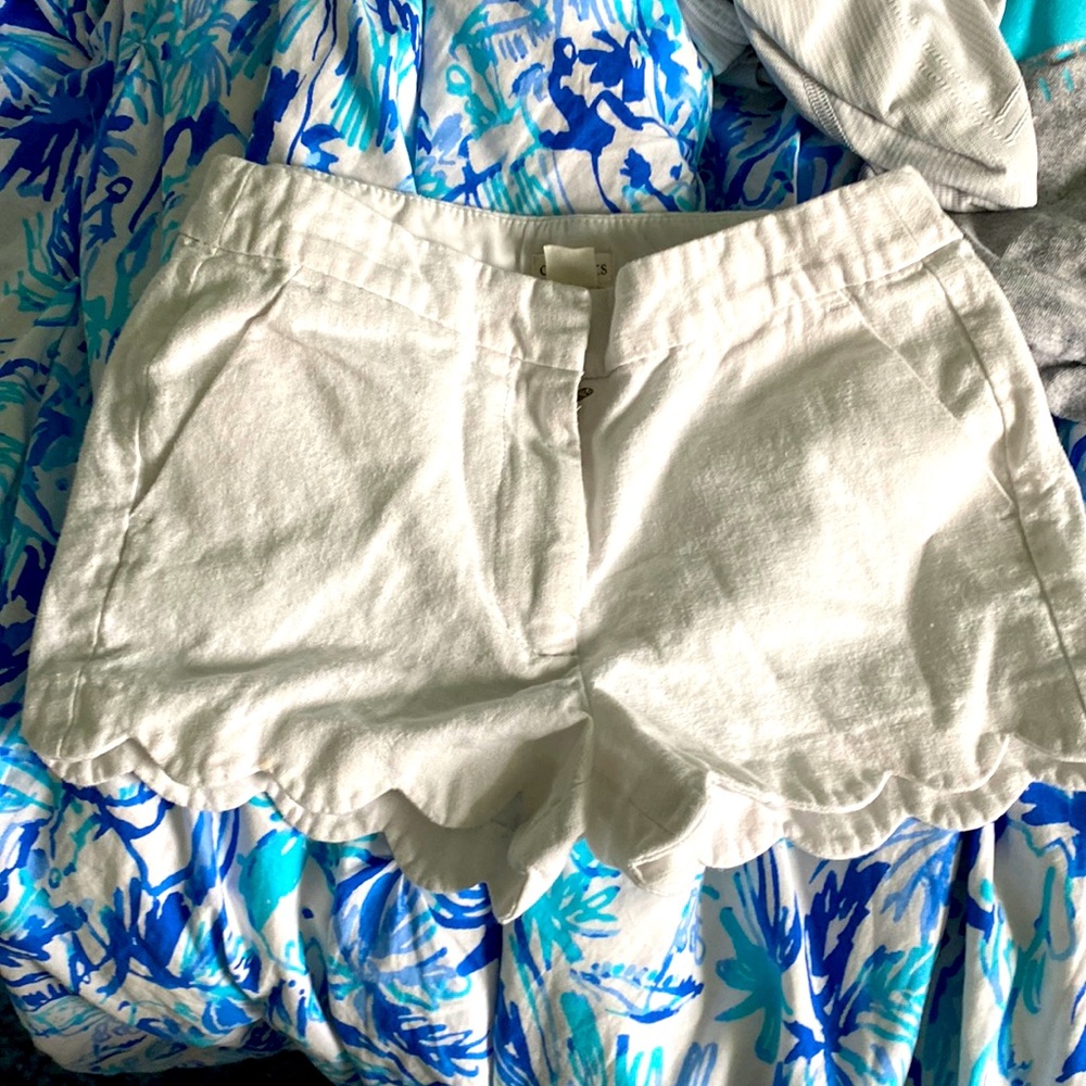 Crewcuts Girls White Jean Shorts Scalloped Size 8